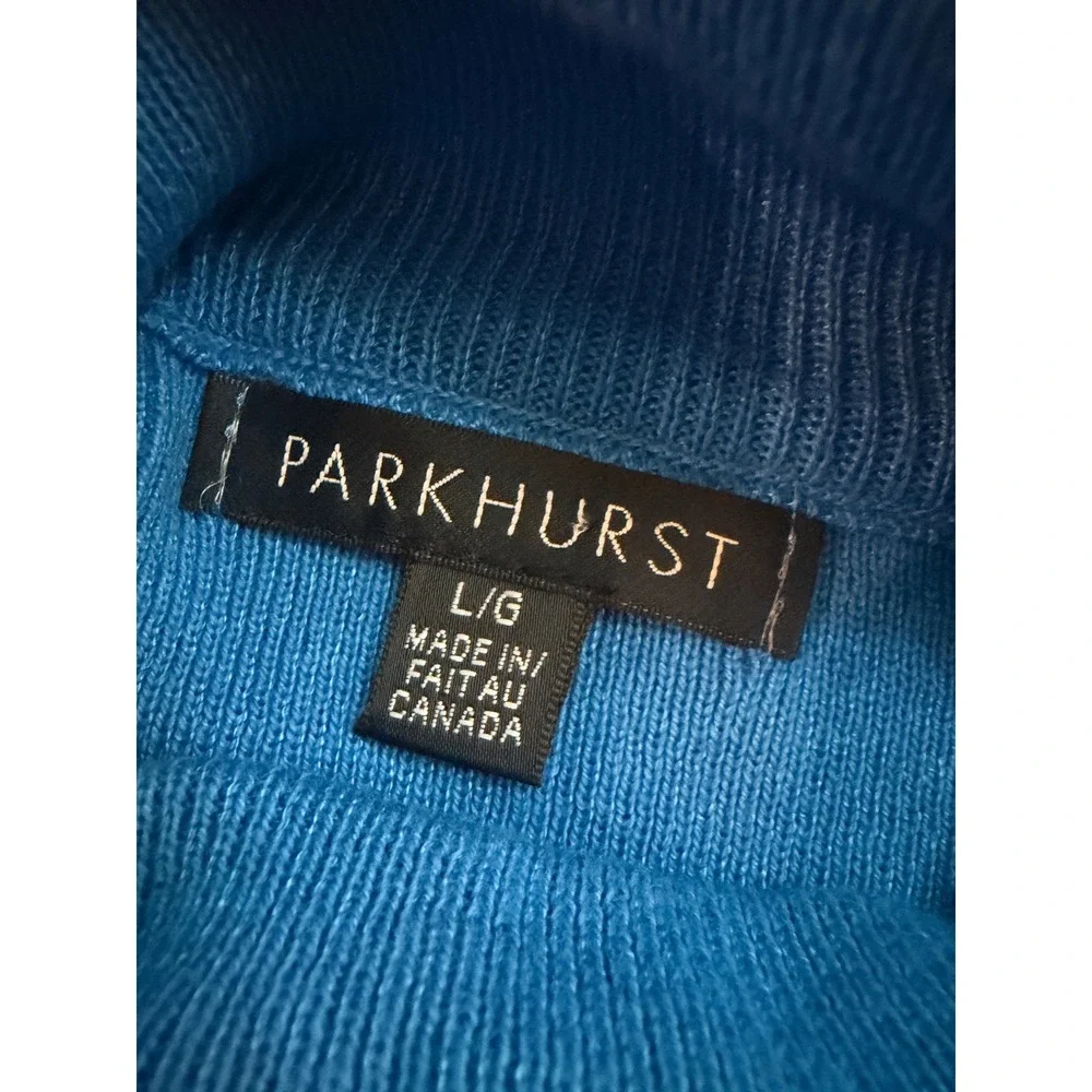 Parkhurst Mock Neck Sweater Womens Large Blue Cotton Rayon Solid Long Sleeve Top